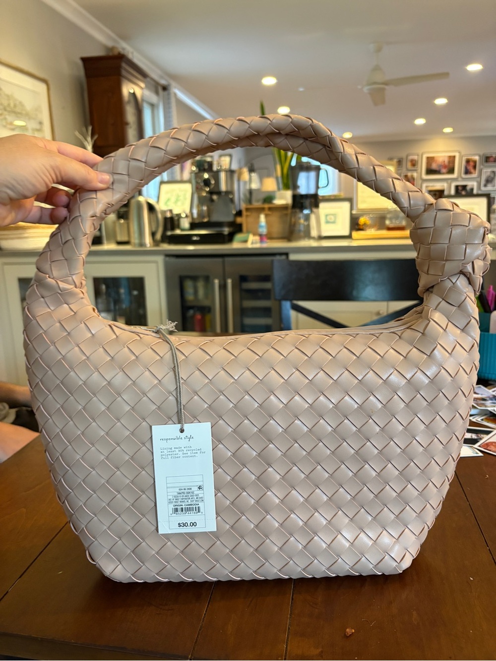 a new day Woven Shoulder Bag in Blush Pink